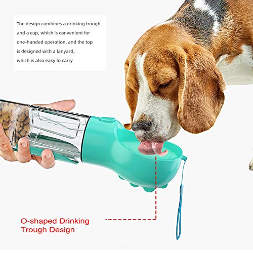 Portable Dog Travel Water Bottle，Multifunctional Pet Water Dispenser with Food Container Bowl and Garbage Bag for Drinking,Eating and Walking，Suitable for Dogs and Cats. - PawsPlanet Australia