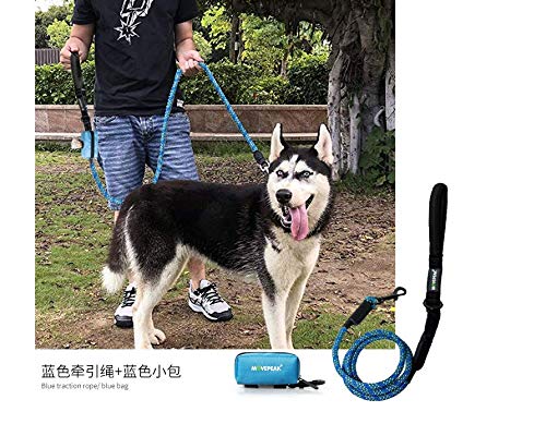 Dog Poo Bag Holder with Leash Attachment - Poo Bag Dispenser, Holds Treats and is Lightweight for Running, Walking, Jogging Including 1 Roll Poo Bag 15pcs (Blue) Blue - PawsPlanet Australia