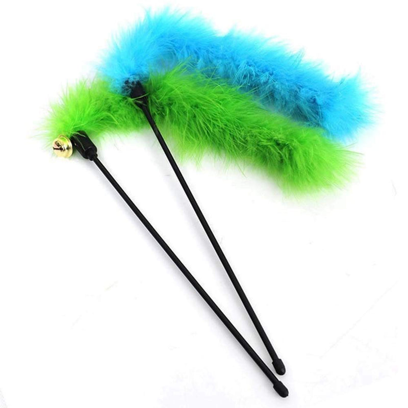 [Australia] - SPDD Feather Interactive Cat Toys Wand Cat Supplies Colorful Feather Tease Cat Rod Pet Products for Kitten Cat Having Fun Exercise Playing 