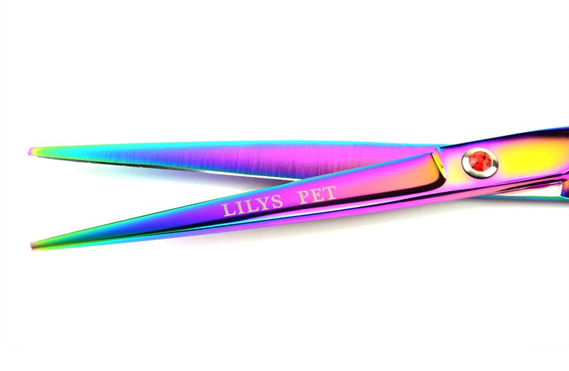 [Australia] - LILYS PET Professional PET Grooming Scissors Kit,Coated Titanium,Sharp and Strong Stainless Steel Blade for Dogs Cats Hair Cutting,3 Pieces of Scissors with a Comb and a Case 8.0 inches Rainbow 