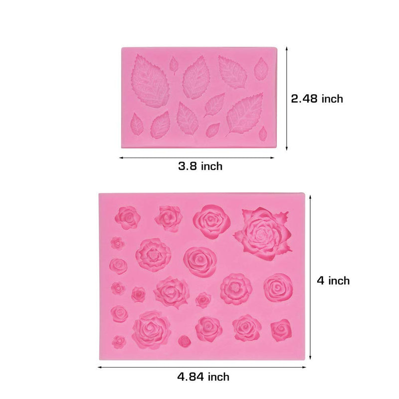 Mity rain Roses Collection Fondant Mold-Rose Flower and Leaves Shapes Silicone Mold for Sugarcraft Cake Decoration, Cupcake Topper, Polymer Clay, Candy, Chocolate, Soap Wax Making Crafting Projects - PawsPlanet Australia