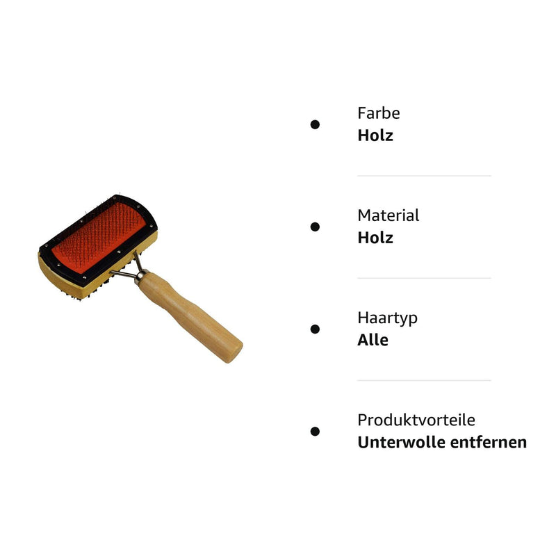 Lambskin brush for lambskin and sheepskin, robust universal grooming brush made of wood, also as a fur brush for pets, dogs and cats, double slicker brush - PawsPlanet Australia