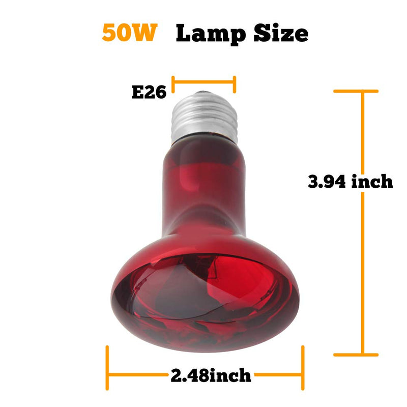 TEKIZOO Infrared Heat lamp Basking Spot Light Red Bulb for Reptile and Amphibian Pet 50W(2 PACK) - PawsPlanet Australia