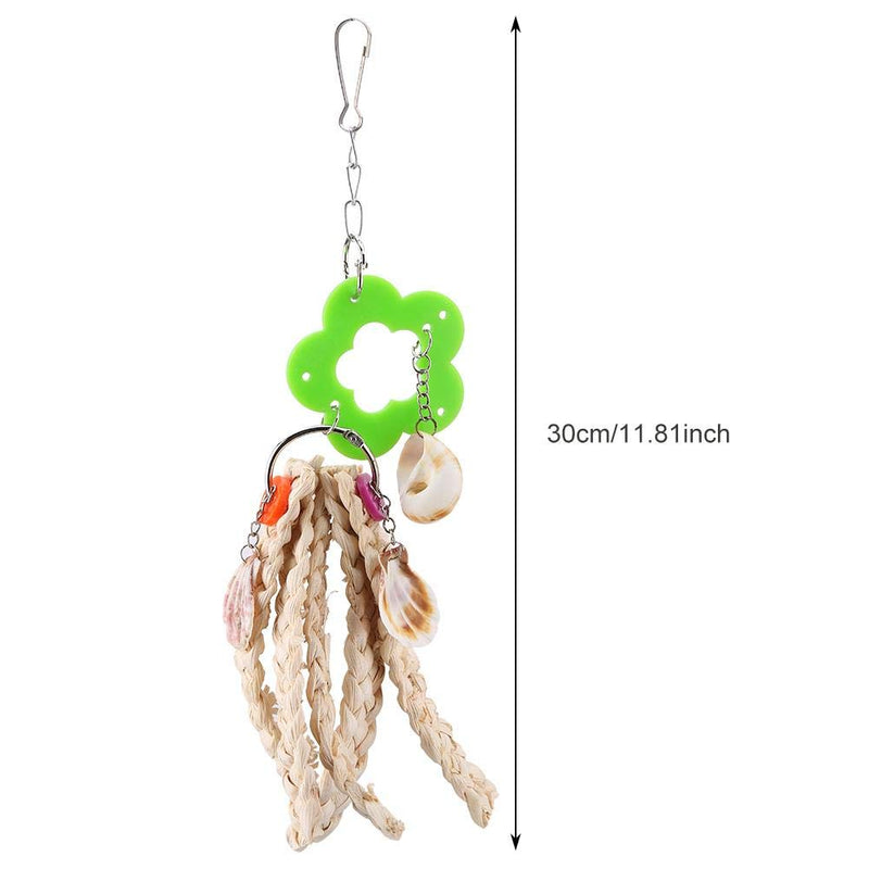 HEEPDD Natural Corn Husk Bird Chew Toy, Parrot Swing Hanging Chewing Bite Grinding Toys with Shell and Green Flower for Pet Budgie Parakeet Cockatoo Dove Canary Finch - PawsPlanet Australia