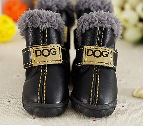 [Australia] - PIHAPPY Warm Winter Little Pet Dog Boots Skidproof Soft Snowman Anti-Slip Sole Paw Protectors Small Puppy Shoes 4PCS XS Black 