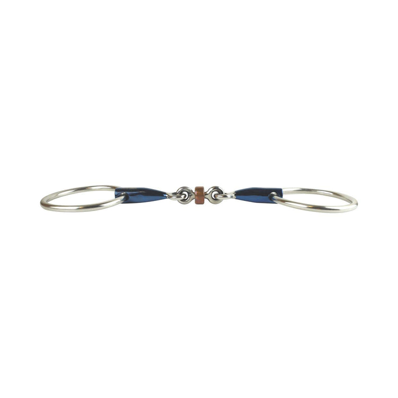 AK Loose Ring Double Jointed Lozenge with Cooper Roller Horse Riding Bits (5.50'', Blue-Silver) 5.50'' - PawsPlanet Australia