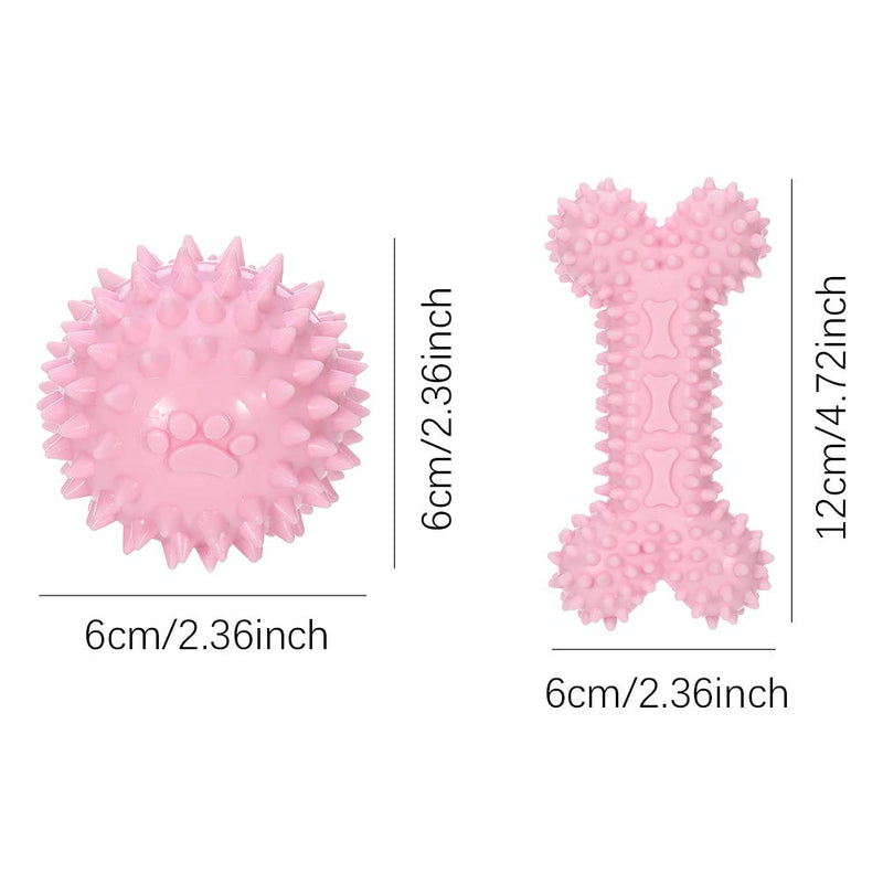 hugttt 6 Pieces Puppy Teething Toys Dog Chew Toys Set Small Dogs Teeth Clean Toy with Cotton Rope for Puppies Pet Thanksgiving Xmas Gift (Pink) Pink - PawsPlanet Australia