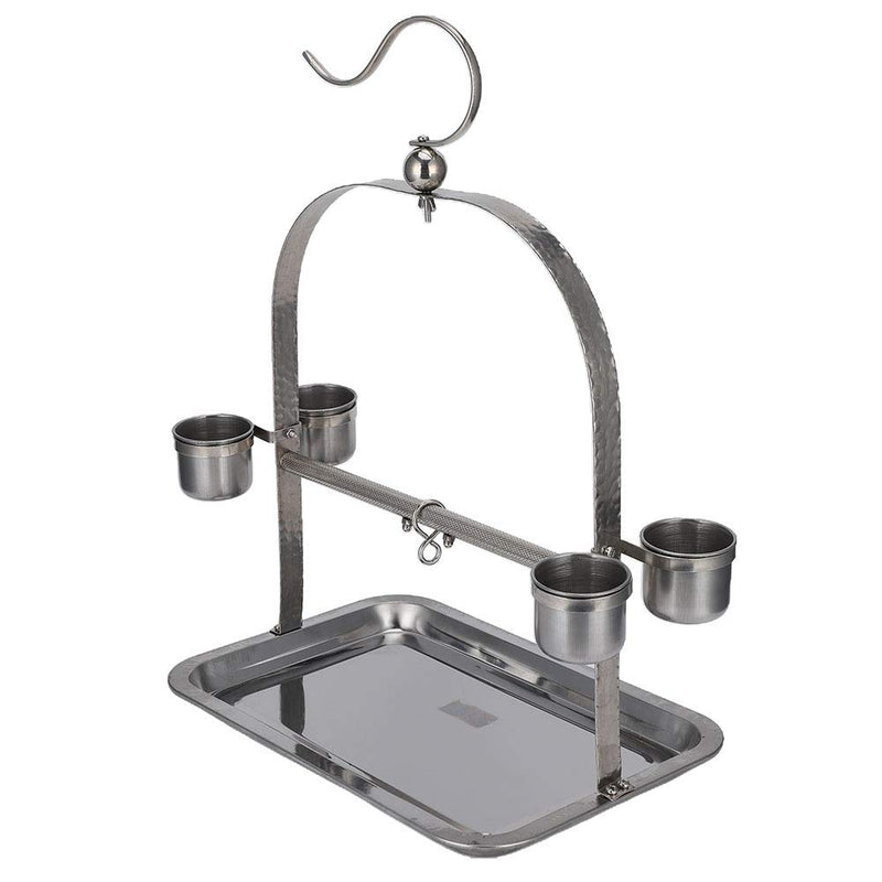 AMONIDA Stainless Steel Stand, Stand Cage Stand Feeder, with 4 Feeder Cup Parrots for Cockatoo - PawsPlanet Australia