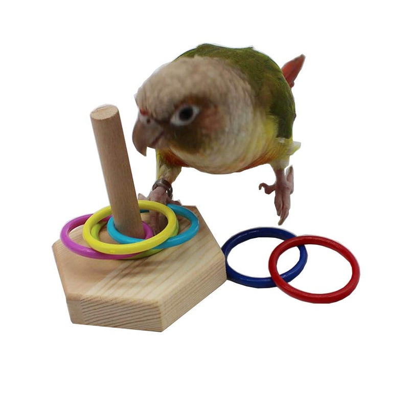 [Australia] - QBLEEV Bird Toys, Bird Trick Tabletop Toys, Training Basketball Stacking Color Ring Toys Sets, Parrot Chew Ball Foraing Toys, Education Play Gym Playground Activity Cage Foot Toys Hexagon Rings Toy 