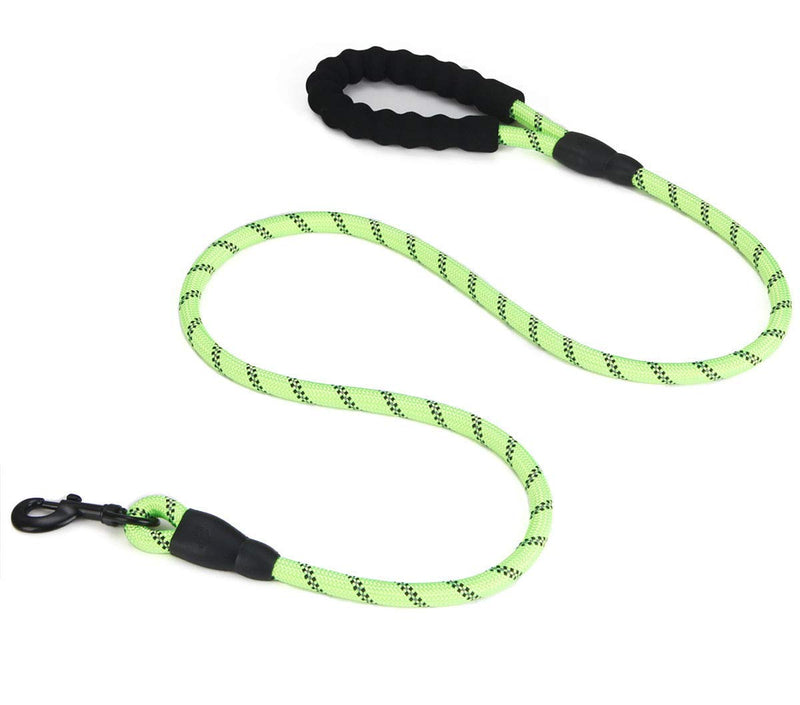 [Australia] - AINAAN 5 FT Strong Dog Leash with Comfortable Padded Handle and Highly Reflective Threads, 2019, Green 