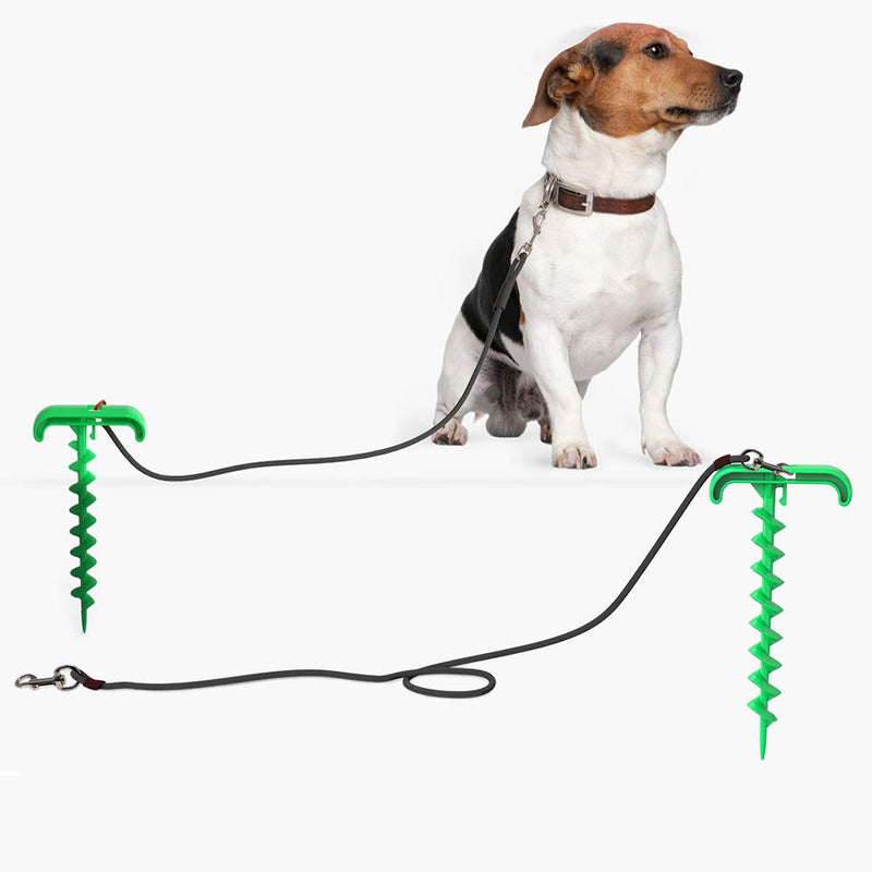 [Australia] - BFACCIA Dog Tie Out Cable and Stake, Interactive Dog Toys Dog Runner/Dog Chains for Yard/Camping/Outdoors for Aggressive Chewers Large Small Medium Dogs Sets Green 