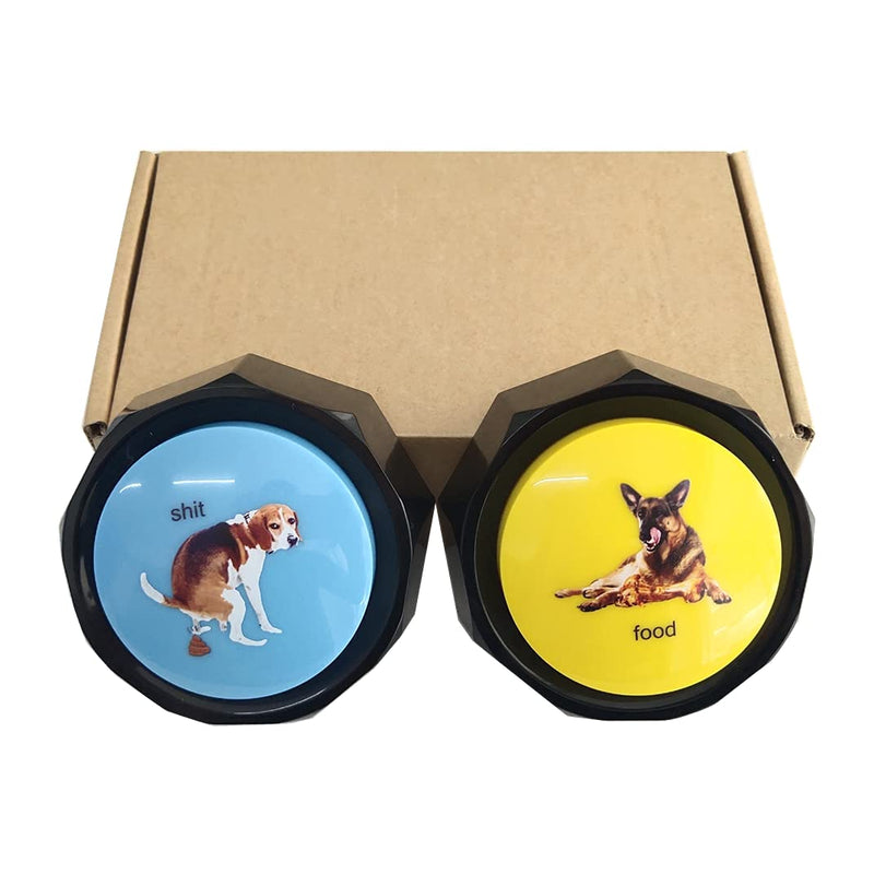 BOSKEY Set of 4, Dog Speech Training Buzzers, Recordable Buttons - Train Your Dog to Voice What They Need (Battery Included) Blue+Yellow - PawsPlanet Australia