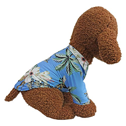 LHYZ PARK Hawaiian Beach Print Pet Dog Cat T-Shirts Cute for Small to Medium Dog Cats Cool Summer Vest Camp Shirt Clothes XS(Chest ~10.8" | Weight in 1~3 lbs) RED - PawsPlanet Australia