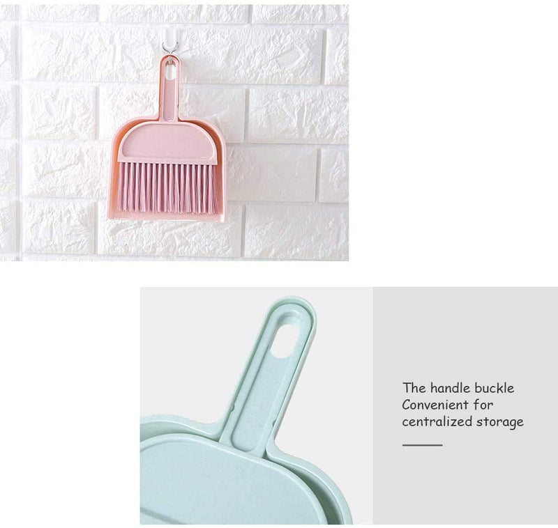 MMBOX Mini Dustpan and Brush Set, Multi-Functional Cleaning Tool with Hand Broom Brush, Plastic Dust Pan, Pack of 2 Set (Pink & Blue) Pink & Blue - PawsPlanet Australia