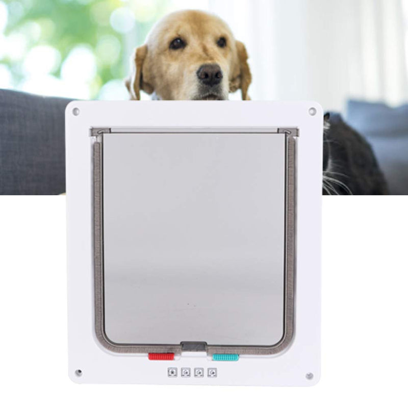 Pssopp Pet Screen Door ABS Acrylic Dog Cat Flap Waterproof Pet Lockable Door Inner Size 9 * 8inch for Small Medium Dog Cat(White) White - PawsPlanet Australia