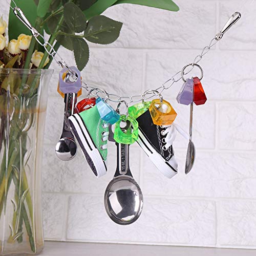 Fdit Bird Chewing Toys Parrot Metal Spoon Hanging Swing Mini Sneaker Parrot Cage Bite Toy for Parakeet African Gray Cockatiel Conure Cockatoo Budgies - PawsPlanet Australia