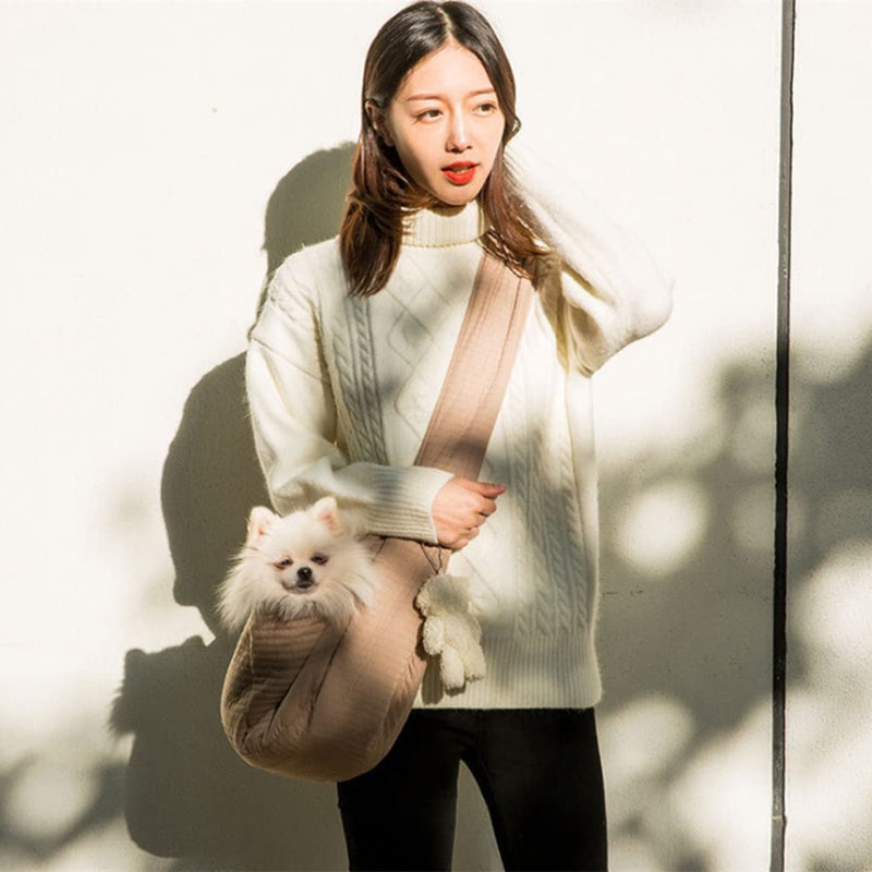 ITODA Pet Cat Carrier Sling Hands-Free Sling Bag Fashion Small Dog Outdoor Travel Bag Soft Comfortable Puppy Kitty Shoulder Carry Tote with Wide Shoulders for Outdoor Travel Subway Walking Daily Use Coffee - PawsPlanet Australia