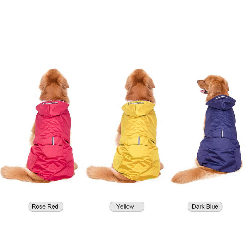 Decdeal Dog Raincoat Rainwear with Hood Leash Hole and Safe Reflective Strips for Medium Large Dogs 5XL Rose red - PawsPlanet Australia