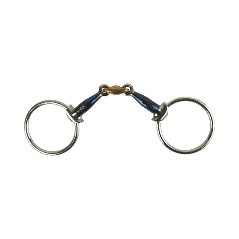 AK Loose Ring Double Jointed Lozenge with Tapper head Horse Riding Bit (5.50'', Blue-Silver) 5.50'' - PawsPlanet Australia