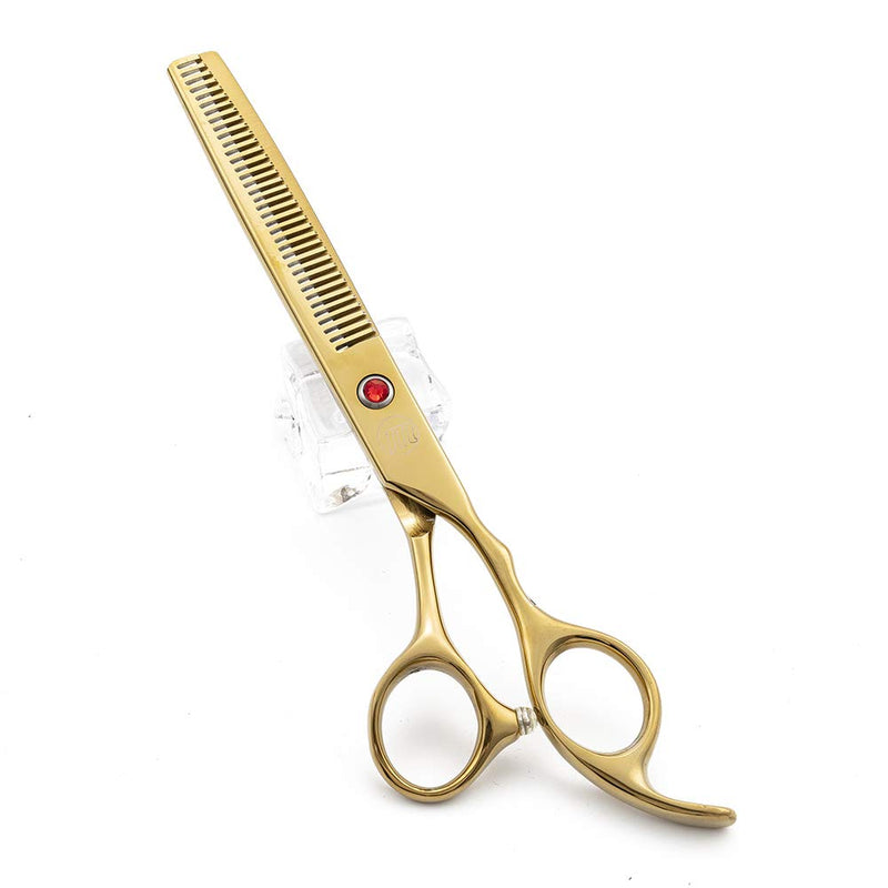 [Australia] - Moontay Professional 7.0/8.0 inches Dog Grooming Scissors Set, 4-Pieces Straight, Upward Curved, Downward Curved, Thinning/Blending Shears for Dog, Cat and Pets, JP Stainless Steel 7.0 inches Gold 