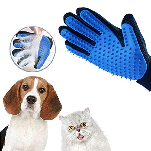 Milly Pet Dog Cat Cleaning Deshedding Brush Bathing Hair Remover Brush Glove (1 Pair Left and Right Hand) (Blue) Blue - PawsPlanet Australia