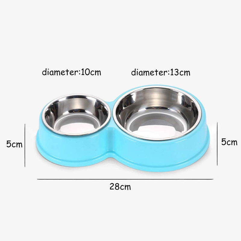 [Australia] - Synthiiz Pet Feeder Raised Dog Bowl with Stainless Steel Two Dinner Bowls, Blue 