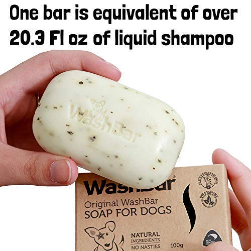 [Australia] - WashBar Natural Dog Soap Bar - Natural Dog Shampoo for Allergies and Itching, Zero Plastic Waste, Grooming Made Easy (Single) 