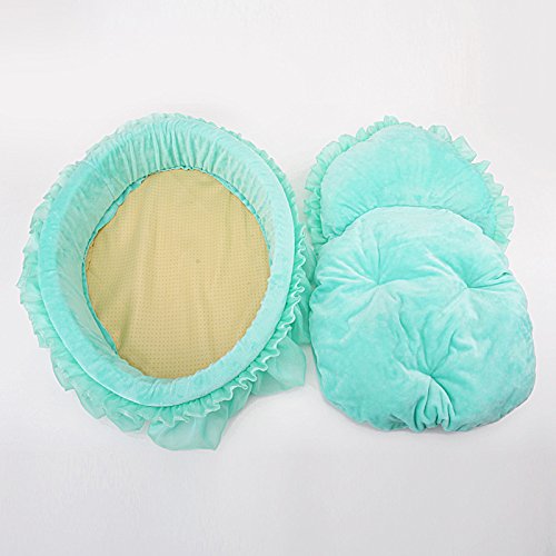 WYSBAOSHU Cute Princess Pet Bed Bow-TIE Lace Cat Dog Bed (S, Green) S - PawsPlanet Australia