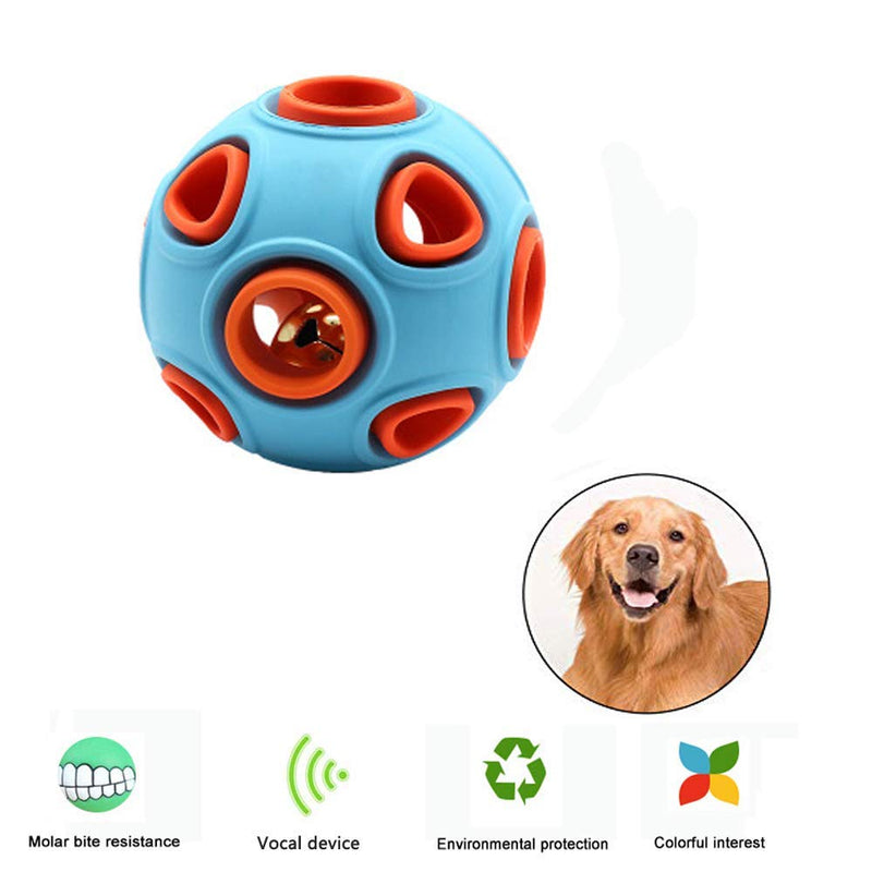 GENNYUE Chew and Squeaky Bell Ball Pet Dogs Toy, Colorful Bouncy Rubber Balls with Bell, Fun Interactive Pet Dogs Toy, IQ Treat Ball Toy, Teeth Cleaning, Bite Resistant for Dogs - PawsPlanet Australia