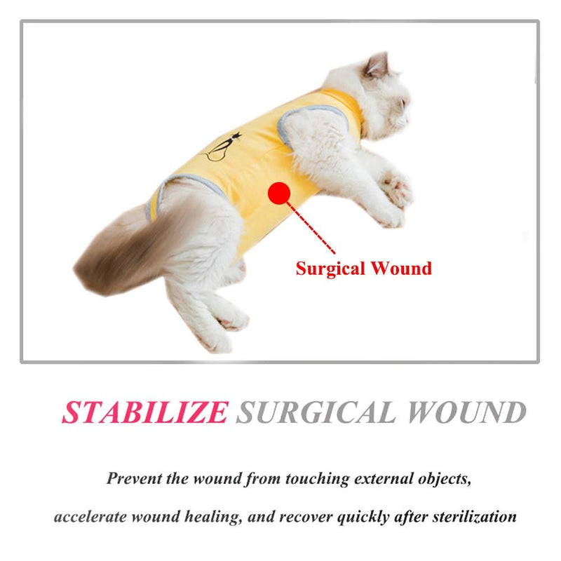 [Australia] - Coppthinktu Cat Recovery Suit for Abdominal Wounds or Skin Diseases Breathable Cat Surgical Recovery Suit for Cats E-Collar Alternative After Surgery Wear Anti Licking Wounds Medium Yellow 
