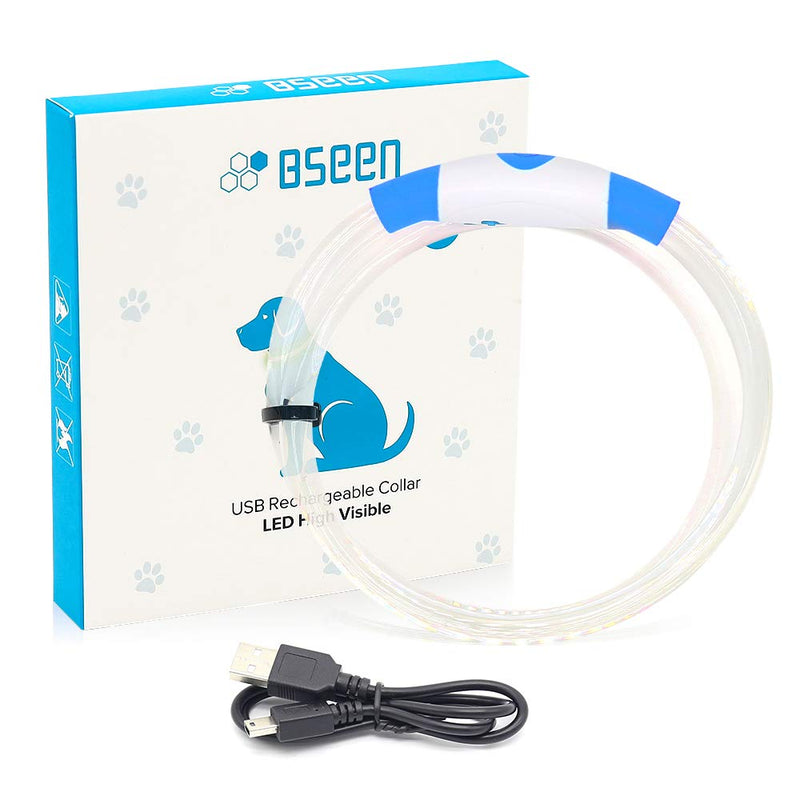 [Australia] - BSEEN LED Dog Collar, USB Rechargeable Glowing Pet Collar, TPU Cuttable Dog Safety Lights for Small Medium Large Dogs Blue 