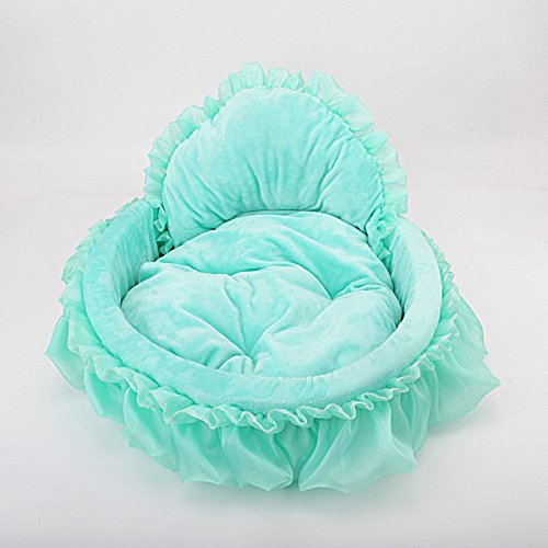 WYSBAOSHU Cute Princess Pet Bed Bow-TIE Lace Cat Dog Bed (S, Green) S - PawsPlanet Australia