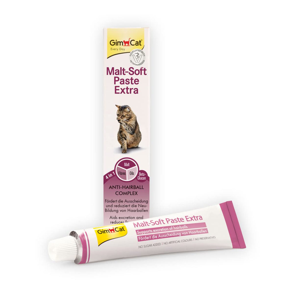 GimCat Malt-Soft Paste Extra - Anti-Hairball Cat Snack Promotes Elimination of Hairballs - 1 Tube (1 x 200 g) 200 g (Pack of 1) - PawsPlanet Australia