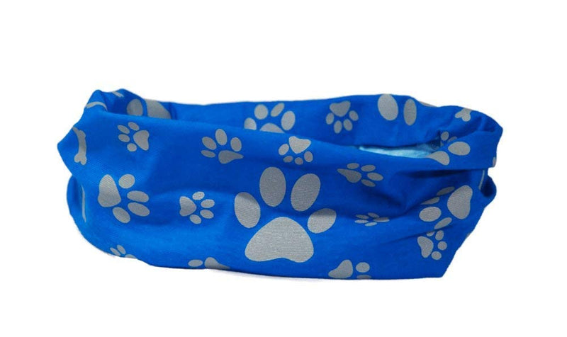 Ruffnek REFLECTIVE BLUE PAW & BONE PRINT DOG SCARF/COLLAR/BANDANA BE SAFE, BE SEEN - PawsPlanet Australia