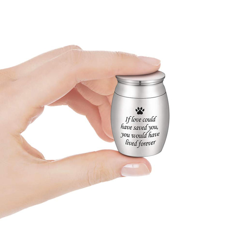 XIUDA Small Cremation Urns for Pet Ashes Mini Dog Paw Keepsake Urn Stainless Steel Ashes Keepsake Urn for Dog/Cat Ashes Holder silver-if love could no-engraving - PawsPlanet Australia