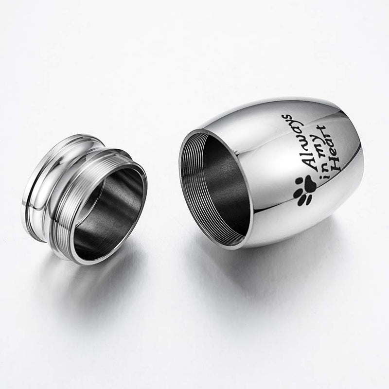 XIUDA Small Cremation Urns for Pet Ashes Mini Dog Paw Keepsake Urn Stainless Steel Ashes Keepsake Urn for Dog/Cat Ashes Holder always in my heart no-engraving - PawsPlanet Australia