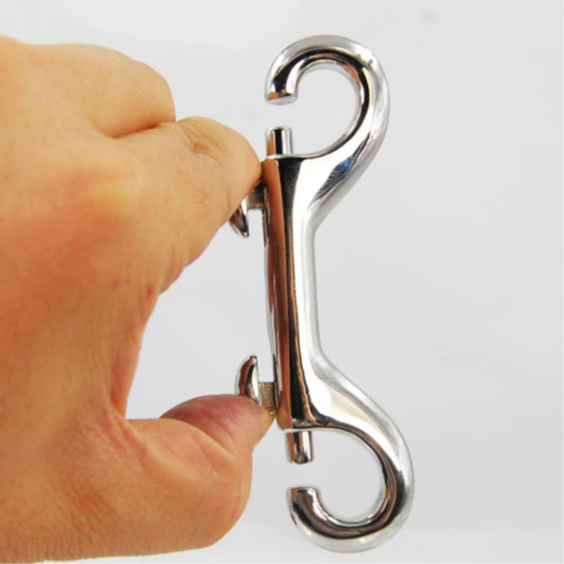 2 Pcs Double Ended Lead for Dogs, Bolt Snap Hooks Zinc Alloy Double End Clip Silver Diving Clip Durable Trigger Snaps for Diving Dog Leash Key Chain Horse Tack Pet Feed Buckets - PawsPlanet Australia