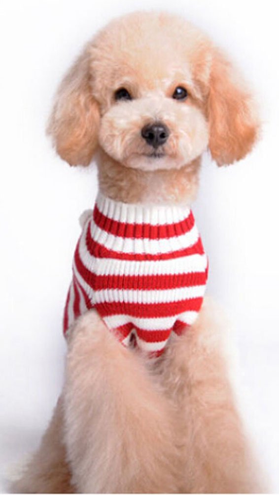 [Australia] - MaruPet Year Doggie Ribbed Halloween Two-Leg Sweater Knitwear Turtleneck Striped Elk Printed Christmas Cotton Vest Top for Teddy, Chihuahua, Shih Tzu, Yorkshire Terriers, Golden Retriever #18 - XL A-red-2 