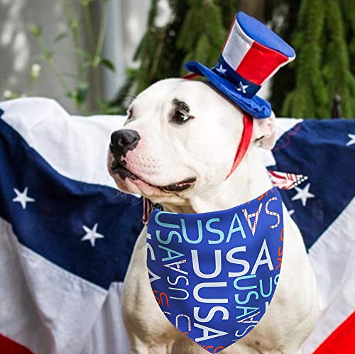 [Australia] - 2 Pack USA Dog Bandana,Patriotic 4th of July Triangle Bibs Pet Scarf Ice Cream+USA L 