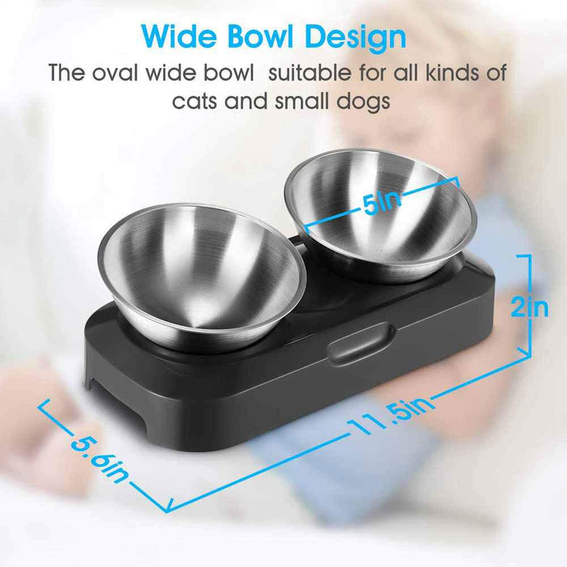 [Australia] - Shinea Raised Cat Bowls Stainless Steel Material, 15° Tilted Elevated Cat Bowl Food and Water Bowls,Pet Feeding Bowls for Cats and Small Dogs 