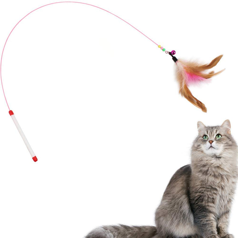 SLSON Feather Teaser Cat Toy, Interactive Cat Catcher and Exerciser Wand for Cats and Kitten Playing, with Feather, Bell and Flexible Wire - PawsPlanet Australia