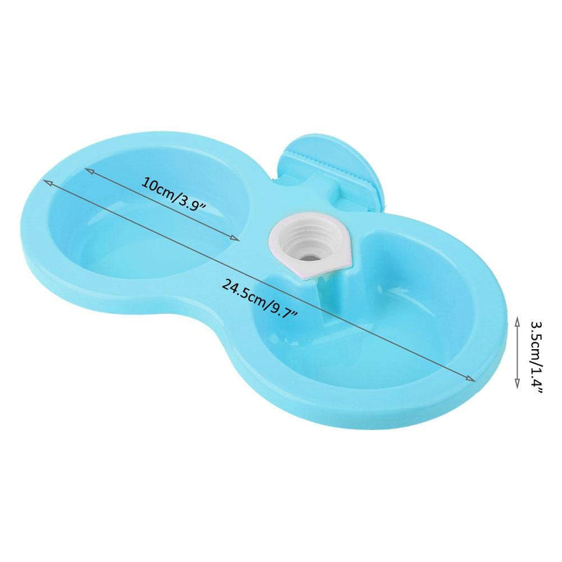 Dual Hanging Pet Bowl Pet Food Water Feeder Feeding Bowl Dog Cat Rabbit Bird Food Basin Dish with Bottle Cap Fastener Design for Crates Cages(Blue) Blue - PawsPlanet Australia