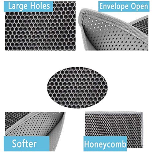 Asobeage Premium Cat Litter Mat(30”X24”) Litter Trapping Mat, Cat Litter Box Mat Scatter Control,Waterproof Double Layer Honeycomb Design,Easy Clean Washable EVA Material 30*24 Grey - PawsPlanet Australia