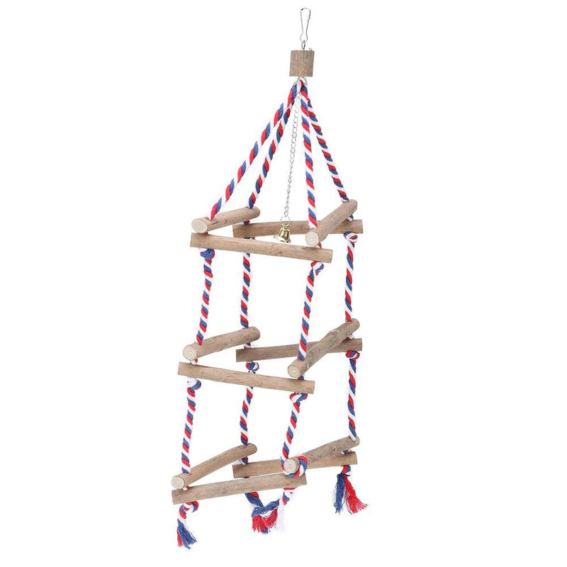 Bird Toy, Parrots Standing Climbing Perches Wooden Ladder Cotton Rope Living Tower Hammock Hanging Decor for Parakeets Macaws Finches Mynah Budgies and Lovely Birds - PawsPlanet Australia