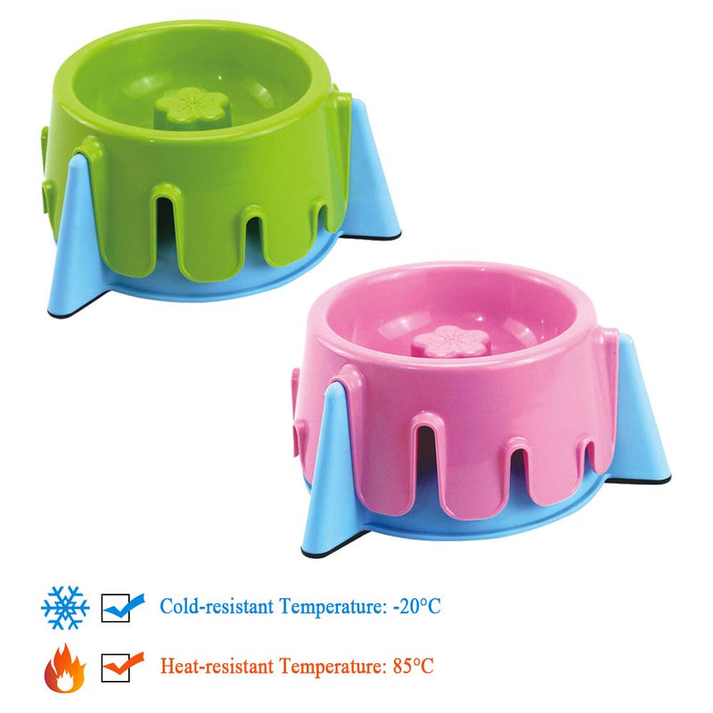 WishLotus Multifunctional 2 in 1 Pet Food Feeder Lovely Cake Shape Durable Adjustable Pet Bowl 5 Kinds of Height Pet Double Bowls Fun Feeder and Dog Cat Bowls Slow Food Utensils (Pink+Blue) Pink+Blue - PawsPlanet Australia