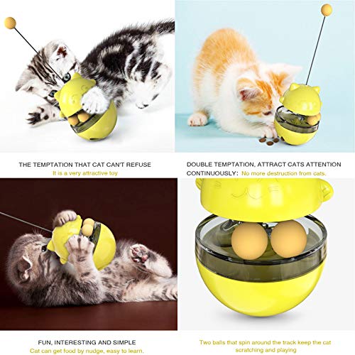 MingBin Interactive Cat Toys Tumbler Leaking Food Ball with Teasing Wand,Slow Food Feeder Funny Cat Stick Toy for Cats Kitten Exercise Interactive Game - PawsPlanet Australia