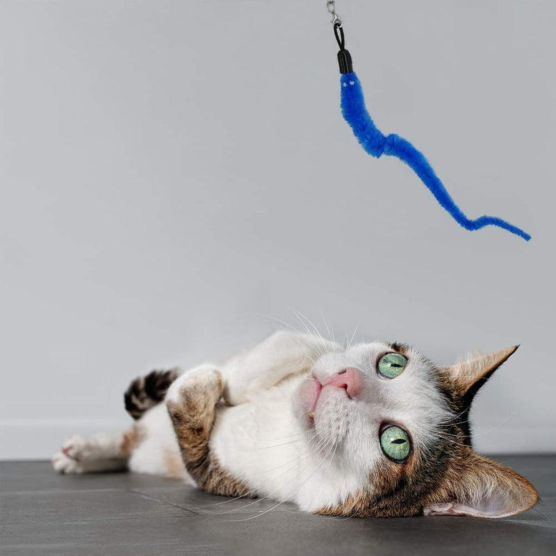 Yamaho Cat Worm Toys, (15 Packs) Interactive Cat Wand Replacement, Cat Wand Refill Attachments for Indoor Cats 15 Packs 15 colors - PawsPlanet Australia
