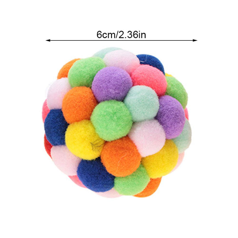 Colorful Cat Balls, Handmade Plush Bouncy Ball with Catnip and Bell Interactive Toys for Cats Kitten Training Playing Chewing(M) M - PawsPlanet Australia