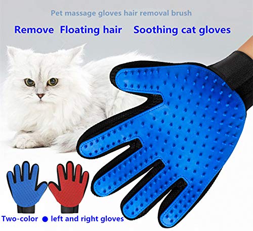 [Australia] - FGBOR 2Pcs Pet Grooming Glove Hair Remover Brush Gentle Deshedding Efficient Pet Mitt Pet Massage Gloves Left & Right Hand Draw Dogs Cats Horses Long Short Fur (1Pair Left & Right Hand (Blue)) 