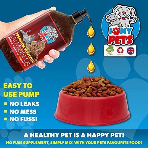 i love my pets SCOTTISH SALMON OIL 1 Litre For Dogs, Cats and Other Animals - 100% Natural Salmon Oil With Omega 3 & 6 - Helps Promote Healthy Skin, Coat, Joints and Brain Function. - PawsPlanet Australia